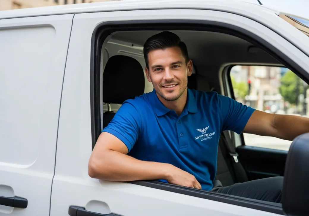 Driver in delivery van